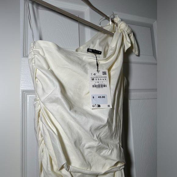 One Shoulder Tie Zara Dress White - Picture 2 of 5